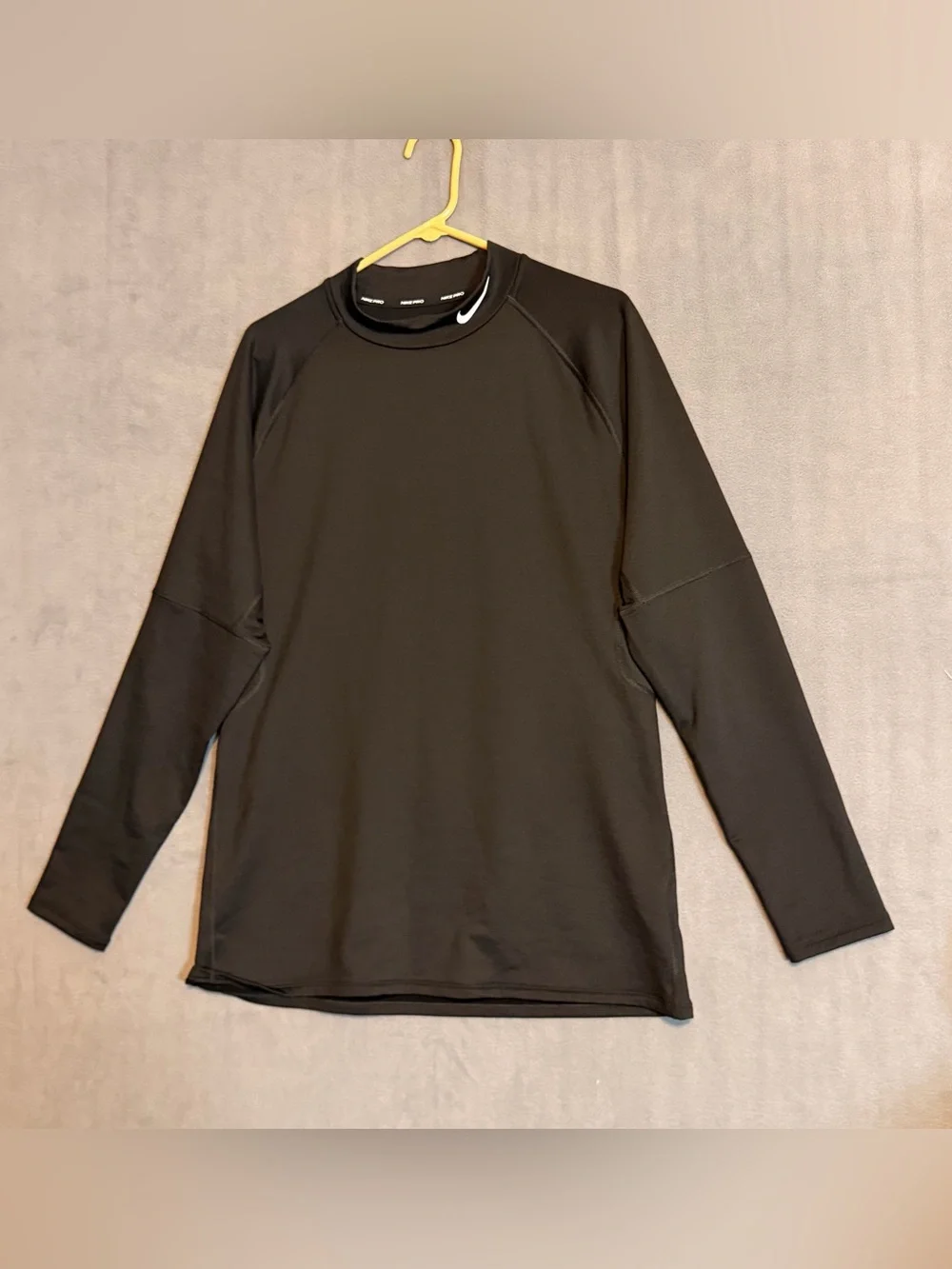 Nike Pro Dri-FIT Slim Fit Black Long Sleeve Mock Neck Shirt Men's XL Athletic